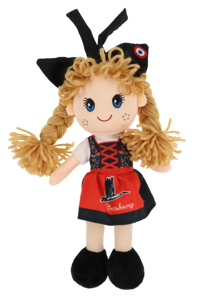25cm Kuschelpuppe "Straßbourg" Mädchen, Druck auf Schürze