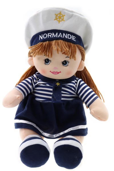 Kuschelpuppe marine Mädchen "Normandie" zum Hängen, sitzend 25cm