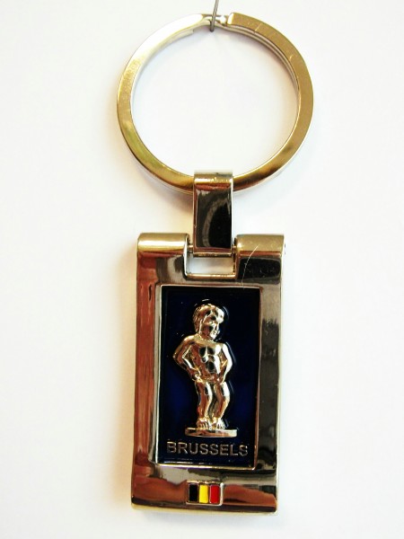 Schlüsselanhänger &quot;Belgien&quot; silber mit M.Piss H: 8cm 0315/1