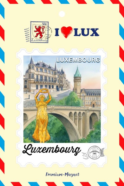 Polymagnet Briefmarke "Luxembourg" 8*5.5cm auf Karte 12.5*8cm
