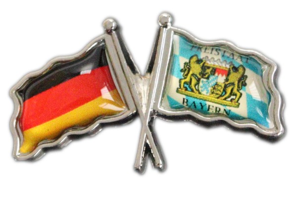 Pin "Freistaat Bayern" Deutschland- &amp; Bayernflagge gekreuzt 3,2*2,5cm
