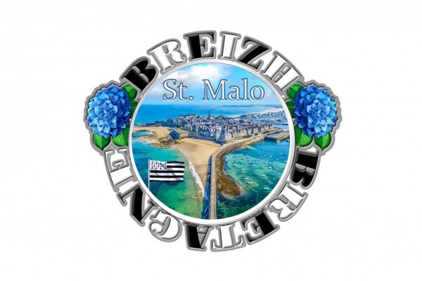 drehender Magnet &quot;St.Malo&quot; BRETAGNE/BREIZH silber geprägt, 6,5cm