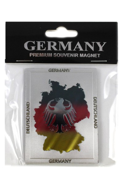 0040660 Magnet &quot;Germany&quot; Länderumriss, silber geprägt und glitzernd, 7,5*5,5cm
