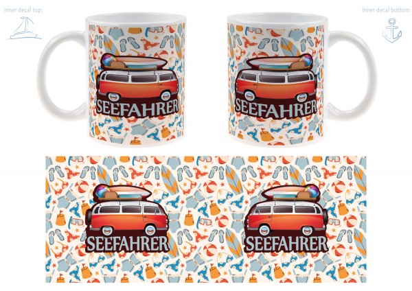 Gerade Tasse weiß &quot;Seefahrer Camper&quot;