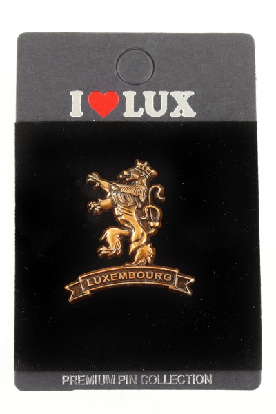 Metall Pin &quot;Luxembourg Löwe&quot; mit Antik-Gold-Finish 2,7x2cm