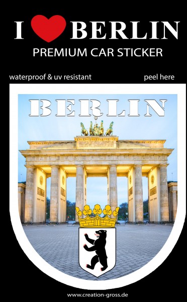 Autosticker "Berlin" silber geprägt und glitzernd, 6,8*6cm, mit Karte 12*7cm