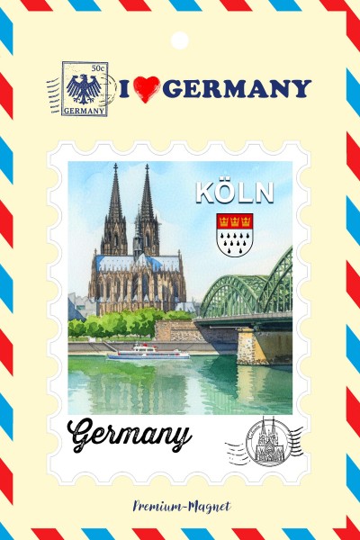 Polymagnet Briefmarke "Köln" 8*5.5cm auf Karte 12.5*8cm