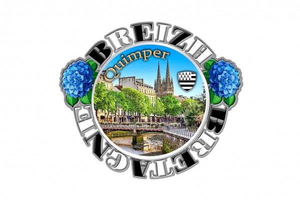 drehender Magnet &quot;Quimper&quot; BRETAGNE/BREIZH silber geprägt, 6,5cm