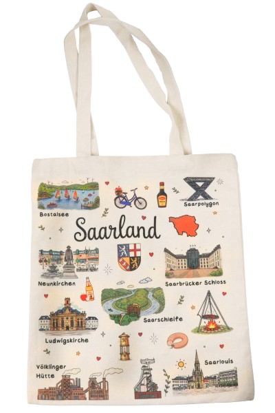 Canvas Baumwolltasche "Saarland Streumotiv" 35*40cm, langer Henkel