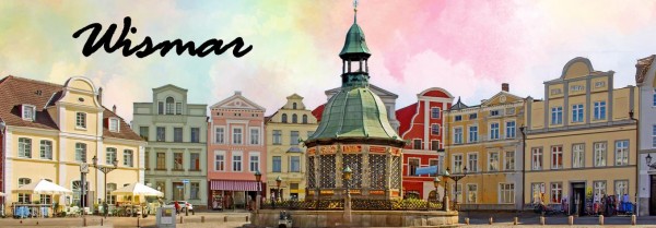 Fotomagnet "Wismar" 40*115mm, Wasserkunst Marktplatz