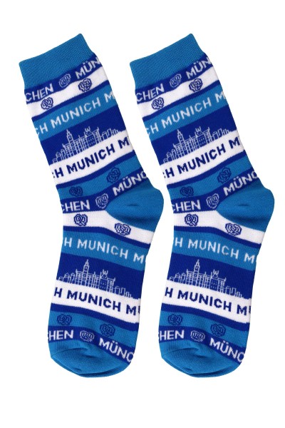Sockenpaar "München", Größe: 35-41, blau-weiß,80%Baumwolle,18% Polyamid,2% Elast