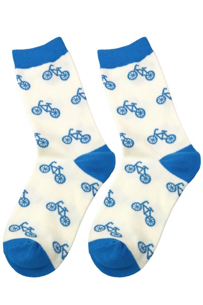 Sockenpaar "Fahrrad" creme blau, Größe: 41-46, 80%Baumwolle