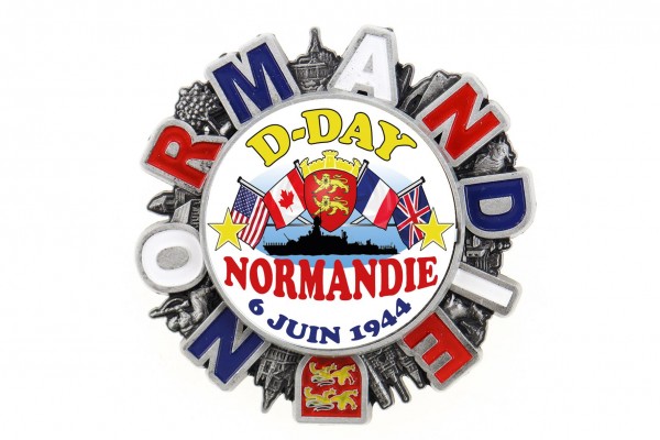 drehender Magnet "D-Day" NORMANDIE, silber geprägt, Ø 6.5cm