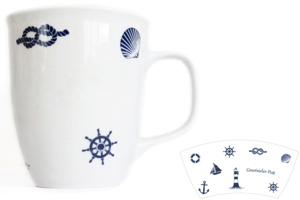 Großer Rondobecher mit Streumotiven "Greetsieler Pott"