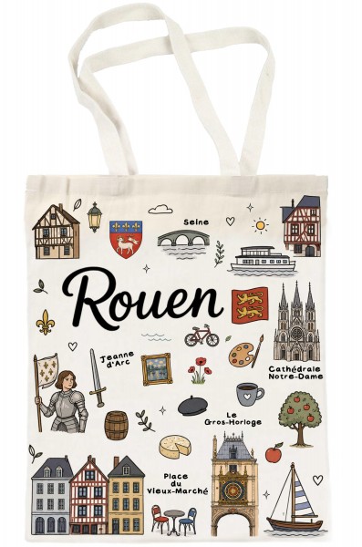Canvas Baumwolltasche "Rouen Streumotiv" 35*40cm, langer Henkel