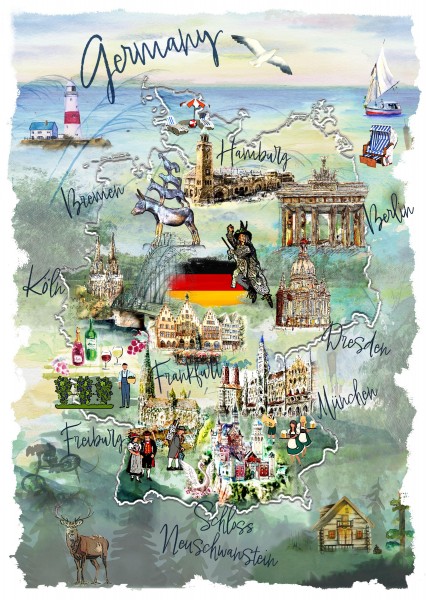 Postkarte &quot;Germany&quot; Collage, hochkant, 10*15cm