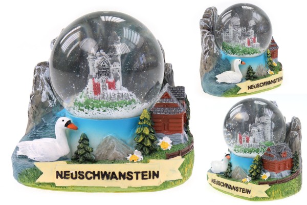Schloss Neuschwanstein Schneekugel Souvenir Germany silber Snowglobe 