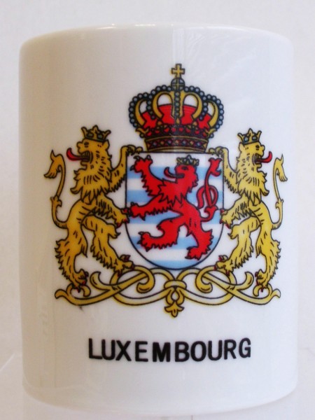 Gerade weiße Tasse &quot;Luxembourg&quot; Wappen mit Löwen