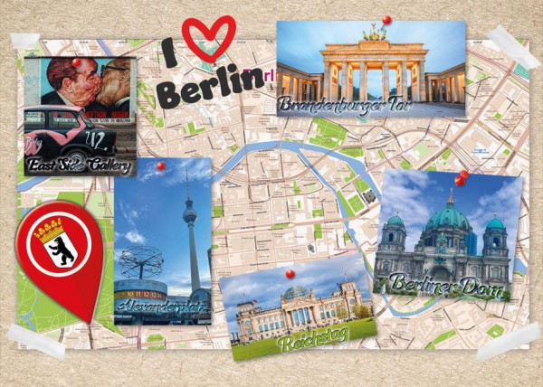 Große Postkarte "Berlin" Stadtplan 170*120mm