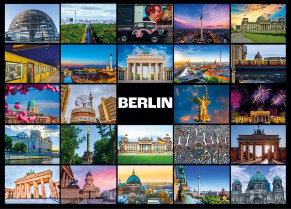 Große Postkarte "Berlin" 25 kleine Bilder, 170*120mm