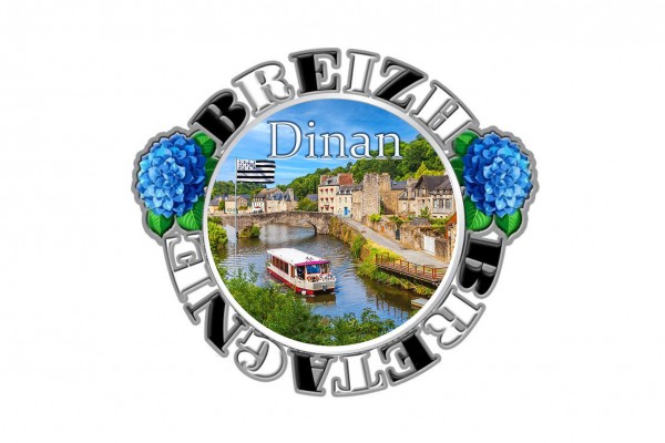 drehender Magnet &quot;Dinan&quot; BRETAGNE/BREIZH silber geprägt, 6,5cm
