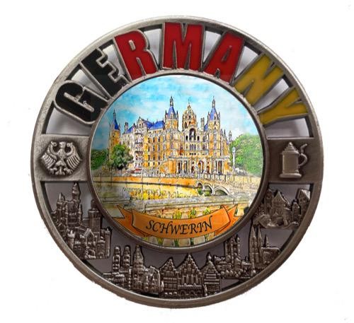 Metallmagnet "Schwerin" GERMANY Durchbruch rund