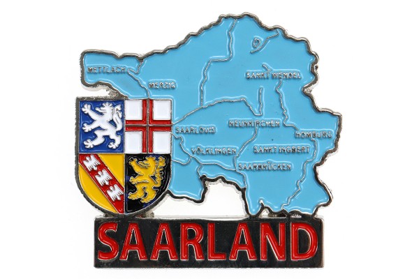 Magnet &quot;Saarland&quot; Länderumriss und Wappen, 3,5*5cm