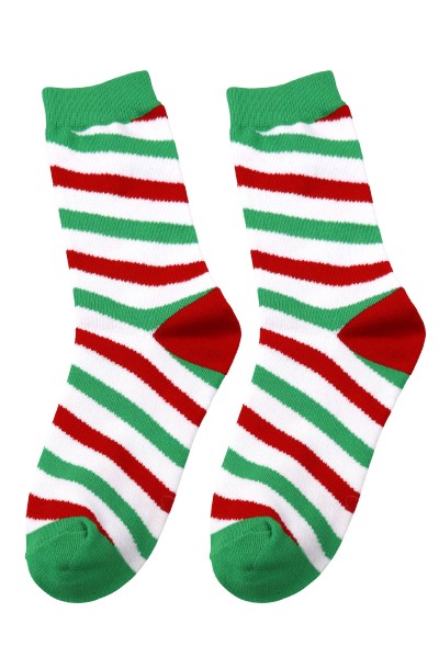 Sockenpaar weihnachtlich "Zuckerstange" grünweißrot, Größe: 41-46, 80%Baumwolle