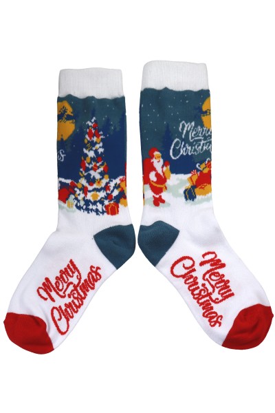 Sockenpaar weihnachtlich "Merry Christmas" bunt, Größe: 41-46, 80%Baumwolle