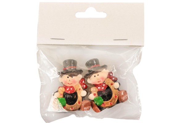 2er SET Poly Schornsteinfeger Glücksbringer Hufeisen, H: 4,4cm, Hangtag