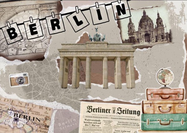 Große Postkarte "Berlin" Vintage Zeitung 170*120mm