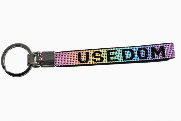 Strass Schlüsselanhänger "Usedom" Regenbogenfarbe, ca. 16cm