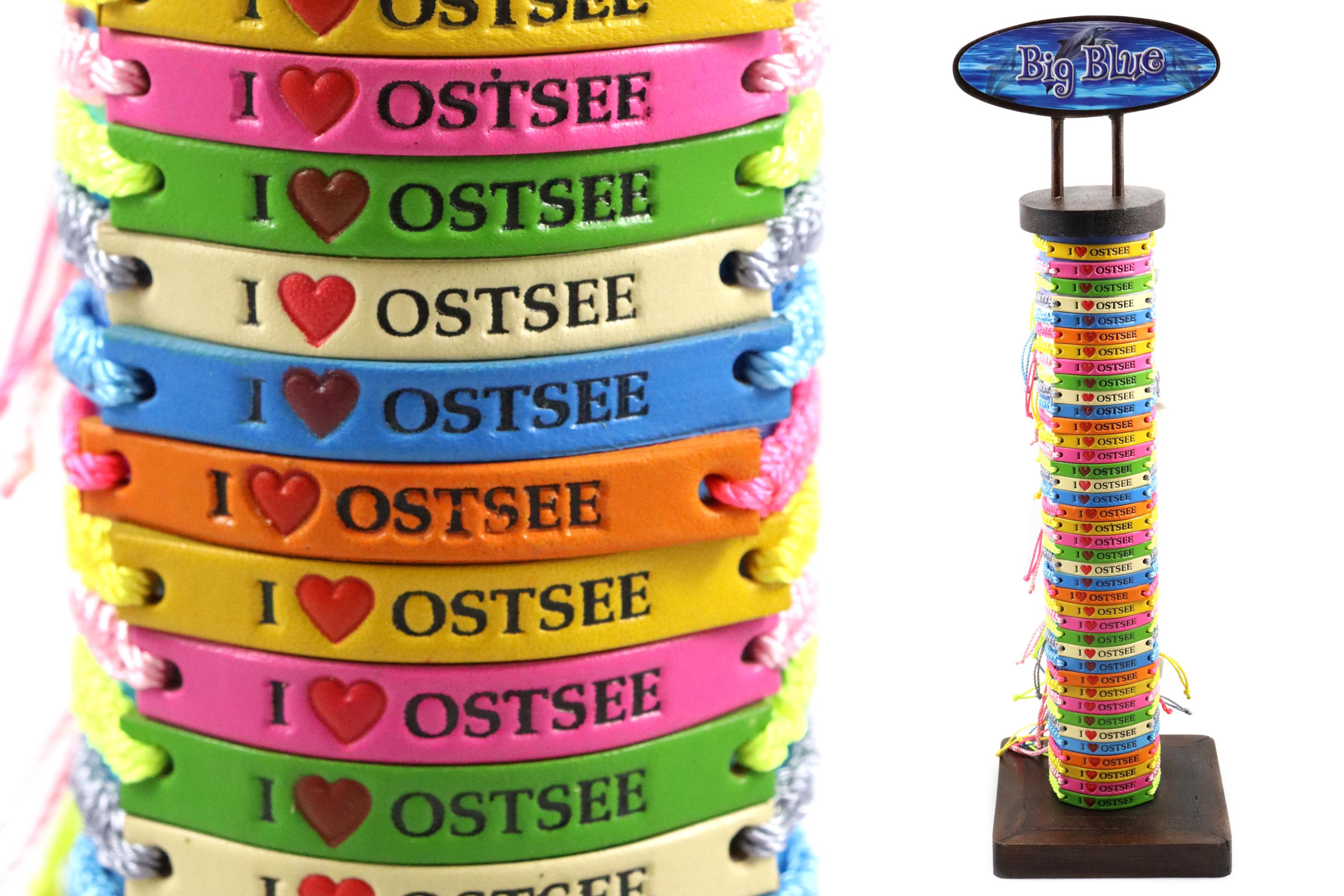 Holzdisplay mit 96 Lederarmbänder \