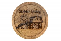 Mango Holz Untersetzer "St. Peter-Ording" 10cm Mango Holz Untersetzer "St. Peter-Ording" 10cm