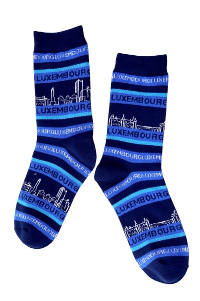 Sockenpaar "Luxembourg", Größe: 35-41, blau, Skyline, 80%Baumwolle, 18%Polyamid