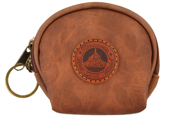 Münztasche Rund braun "Mont Saint Michel" 10x10cm