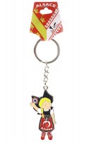 Schlüsselanhänger "Alsace" Mädchen mit drehendem Herz, einseitig bunt, 6cm Schlüsselanhänger "Alsace" Mädchen mit drehendem Herz, einseitig bunt, 6cm