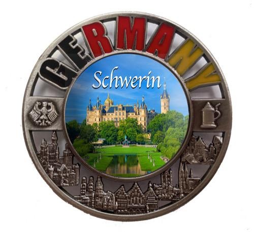 Metallmagnet "Schwerin" GERMANY Durchbruch rund