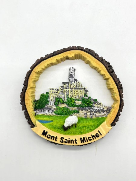 Magnet Baumrinde &quot;Mont-Saint-Michel&quot; 7x7 cm