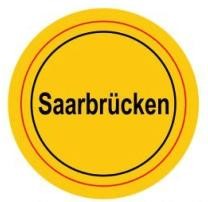 Magnet Kronkorken "Saarbrücken, gelber Hintergrund 3x3cm