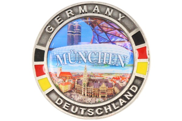 Metallmagnet "Germany München" Arena, Autowerke, Rathaus