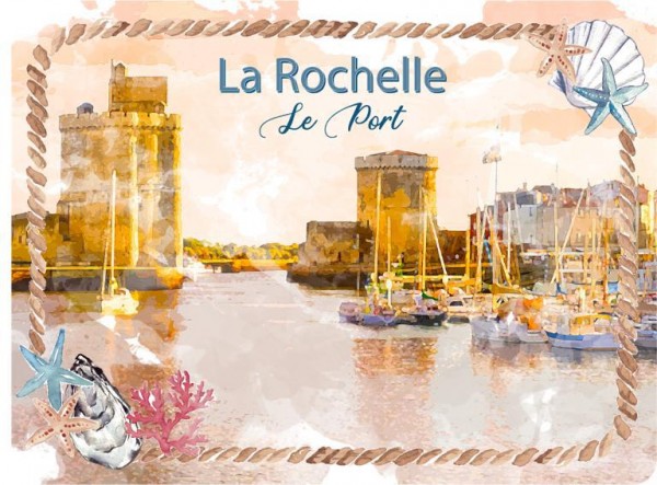 Fotomagnet &quot;La Rochelle&quot; Aquarell, 5.5*8cm
