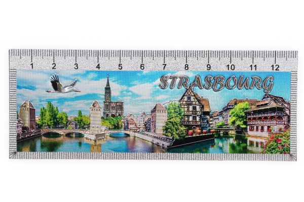Magnet Lineal &quot;Strasbourg&quot; silber geprägt und glitzernd, 13*5cm