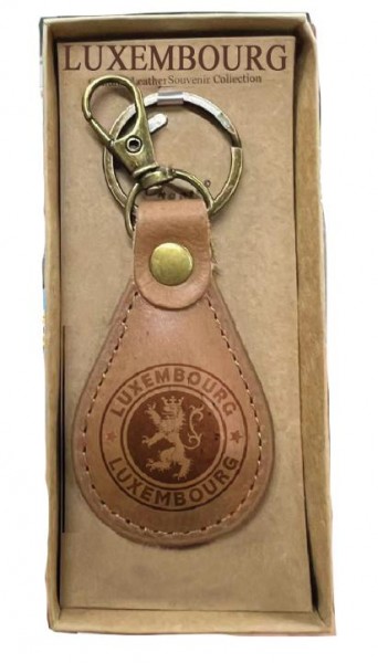 Schlüsselanhänger Kunstleder "Luxembourg" Tropfenform, L:10cm,Geschenkverpackung