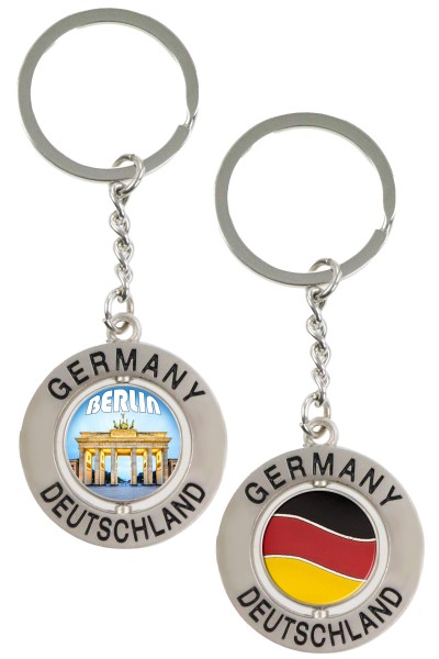 Schlüsselkette "Berlin" Ø20mm Sticker, Deutschland Germany drehbar, Flagge