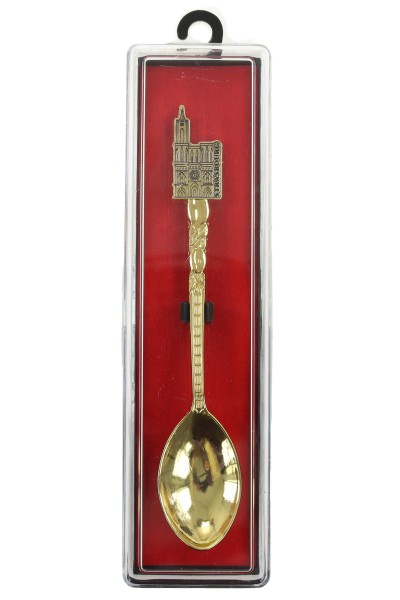 Souvenirlöffel gold &quot;Strasbourg&quot; Kathedrale, 12 cm, Geschenkbox