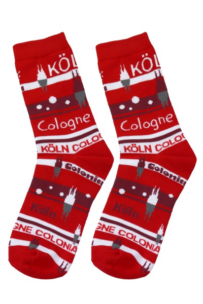Sockenpaar "Köln", Größe: 41-46, rot-weiß, 80%Baumwolle, 18% Polyamid, 2%Elasth