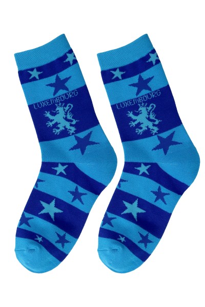 Sockenpaar "Luxembourg", Größe: 35-41, blau Sterne, 80%Baumwolle,18%Polyamid