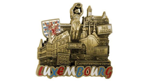 Metallmagnet "Luxembourg" Collage, gold, 8*8.3cm
