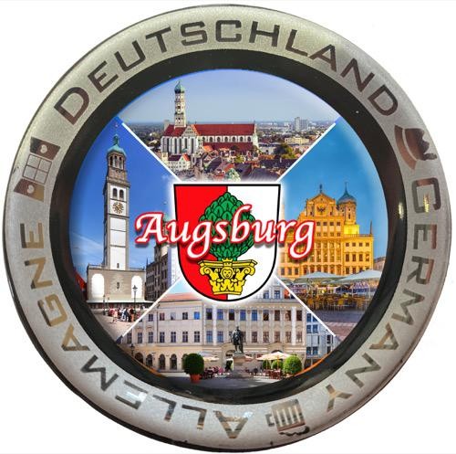 Magnet-Teller Keramik "Augsburg" Collage, Ø65mm